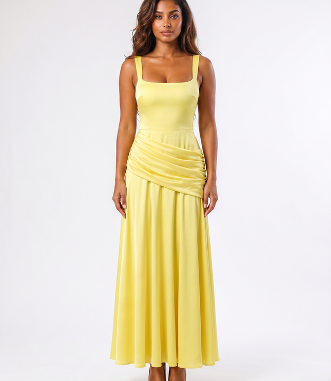 Lemon serena square neck maxi dress front view
