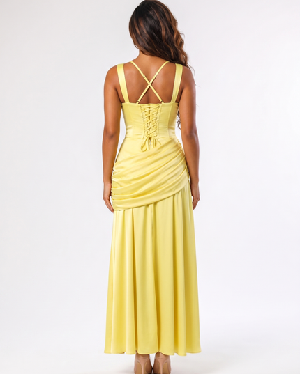 Lemon serena square neck maxi dress back view