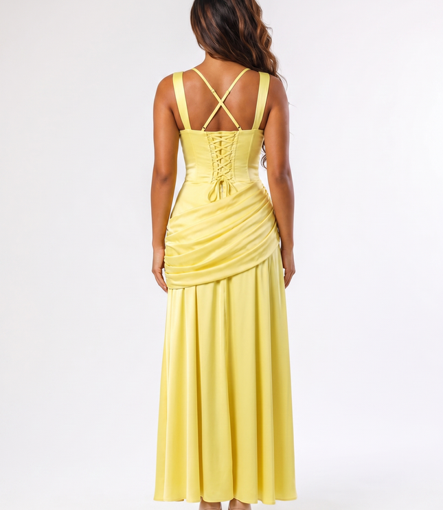 Lemon serena square neck maxi dress back view