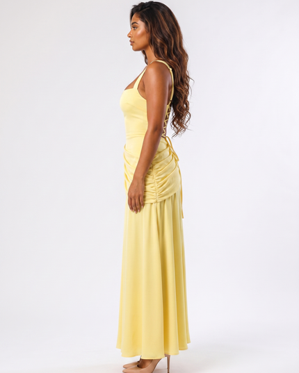 Lemon serena square neck maxi dress side view