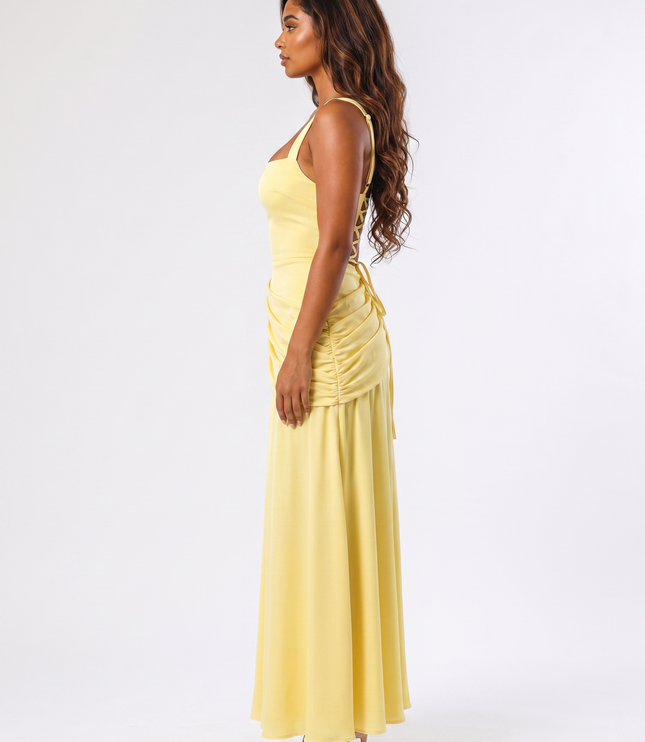 Lemon serena square neck maxi dress side view