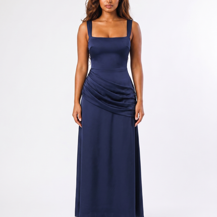 Navy serena square neck maxi dress front view