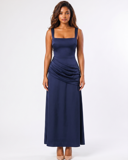 Navy serena square neck maxi dress front view