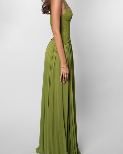 Women Halter Floral Lace Corset Pleated Maxi Dress - product image 3