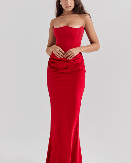 Women Strapless Corset Draped Maxi Dress - product image 7