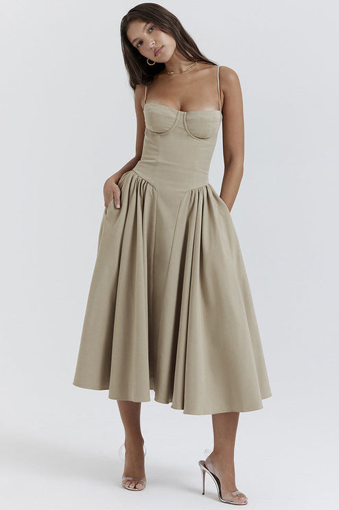 Women Sweetheart Neck Midi Dress with Side Pockets Midi Dress - product image 10