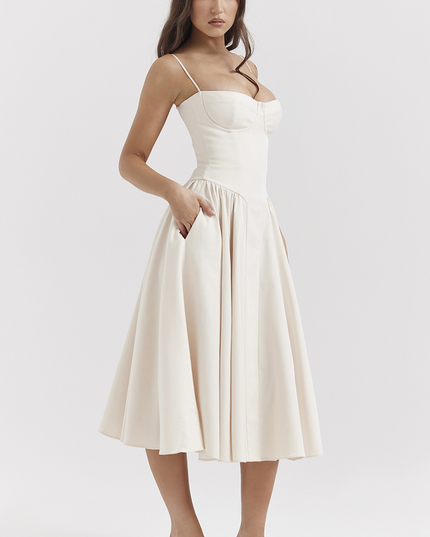 Women Sweetheart Neck Midi Dress with Side Pockets Midi Dress - product image 16