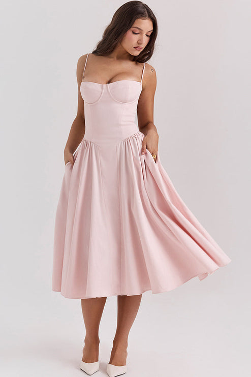 Women Sweetheart Neck Midi Dress with Side Pockets Midi Dress - product image 20
