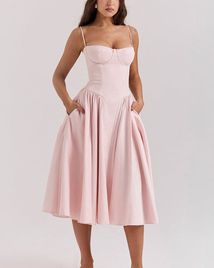 Women Sweetheart Neck Midi Dress with Side Pockets Midi Dress - product image 21