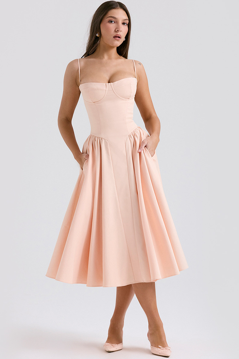 Women Sweetheart Neck Midi Dress with Side Pockets Midi Dress - product image 27