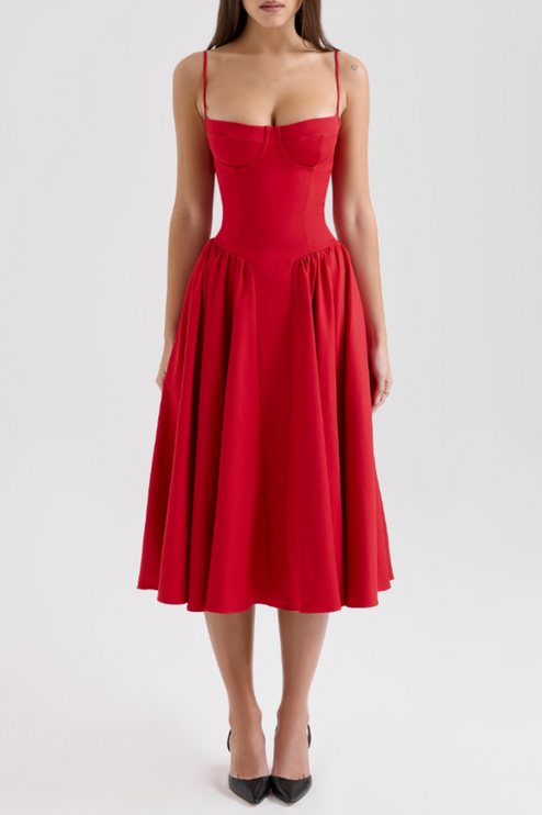 Women Sweetheart Neck Midi Dress with Side Pockets Midi Dress - product image 31
