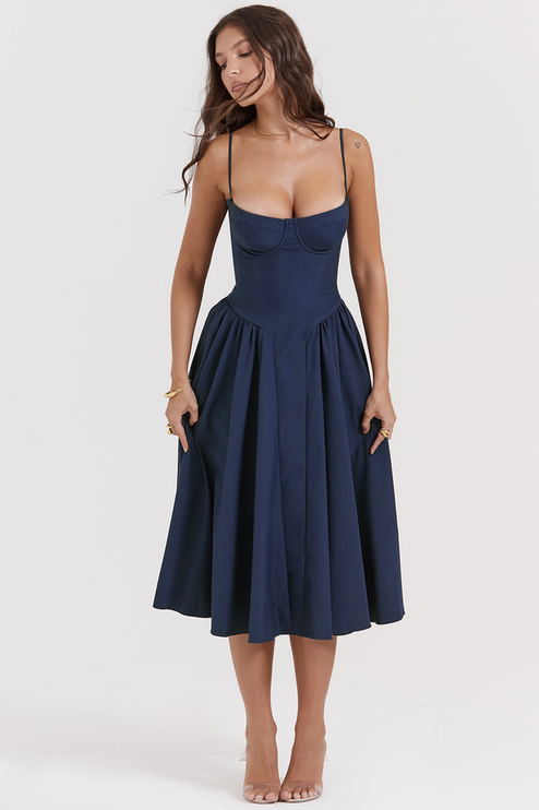Women Sweetheart Neck Midi Dress with Side Pockets Midi Dress - product image 2