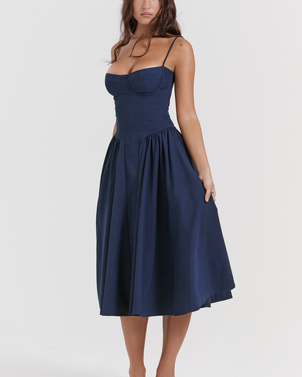 Women Sweetheart Neck Midi Dress with Side Pockets Midi Dress - product image 3