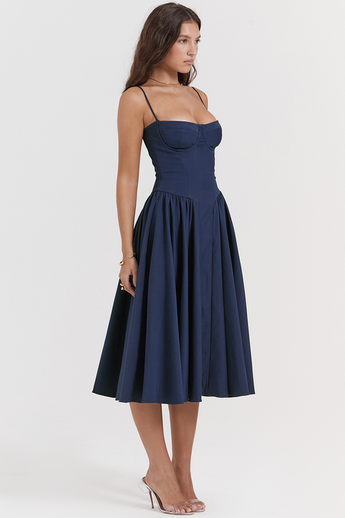 Women Sweetheart Neck Midi Dress with Side Pockets Midi Dress - product image 4