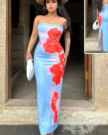 Women Strapless Floral Print Maxi Dress - product image 15