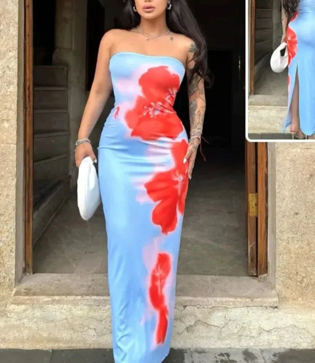 Women Strapless Floral Print Maxi Dress - product image 15