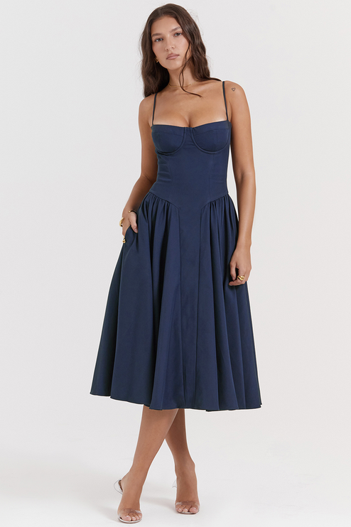 Women Sweetheart Neck Midi Dress with Pockets Midi Dress - product image 1