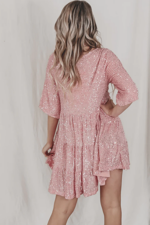 Women Sequin Tiered Round Neck Mini Dress - product image 13
