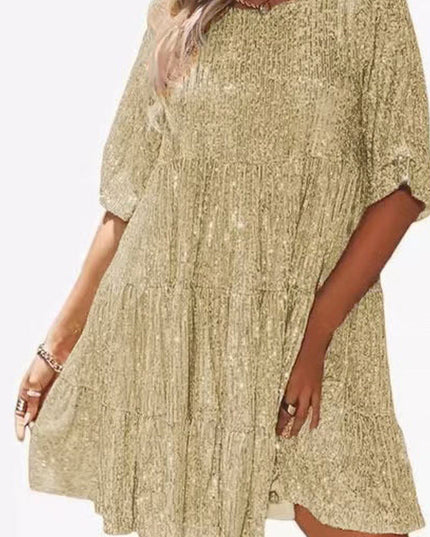 Women Sequin Tiered Round Neck Mini Dress - product image 39