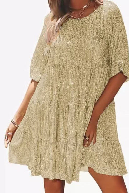 Women Sequin Tiered Round Neck Mini Dress - product image 39