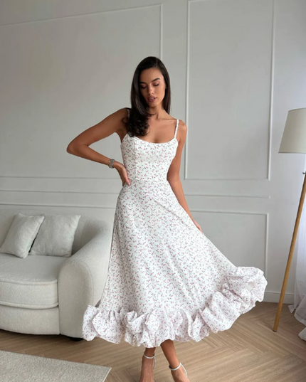 Women Graduation Scoop Neck Flounce Midi Dress - product image 13