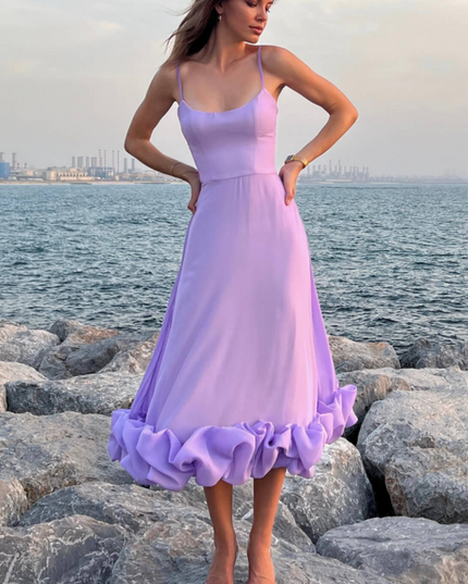Women Graduation Scoop Neck Flounce Midi Dress - product image 2