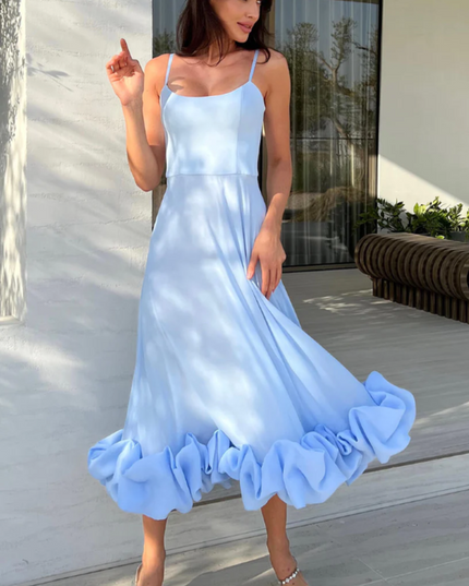 Women Graduation Scoop Neck Flounce Midi Dress - product image 9