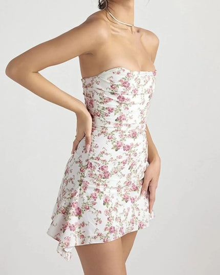 Women Floral Strapless Ruched Mini Dress - product image 4
