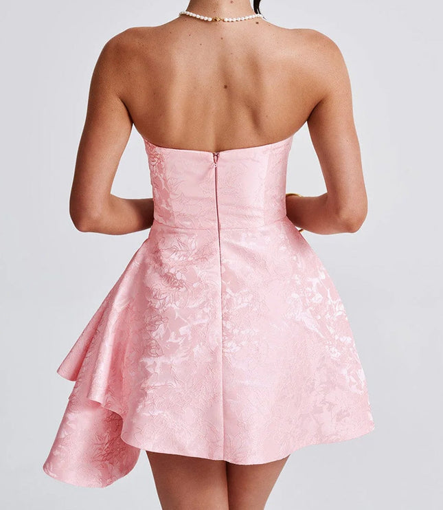 Women Strapless Printed Ruffled Wedding Guest Mini Dress - product image 3